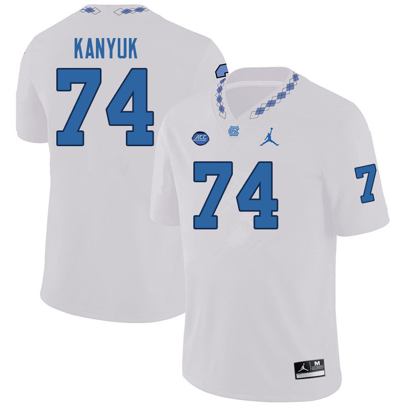 Men #74 Justin Kanyuk North Carolina Tar Heels College Football Jerseys Sale-White